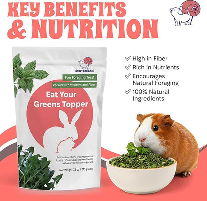 Snout and Shell 7 oz Eat Your Greens Topper – Natural Foraging Treat for Rabbits, Guinea Pigs & Chinchillas