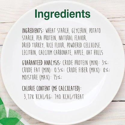 Nylabone Healthy Edibles Natural Dog Chews Long Lasting Turkey & Apple Flavor Treats for Dogs, Small/Regular (4 Count)