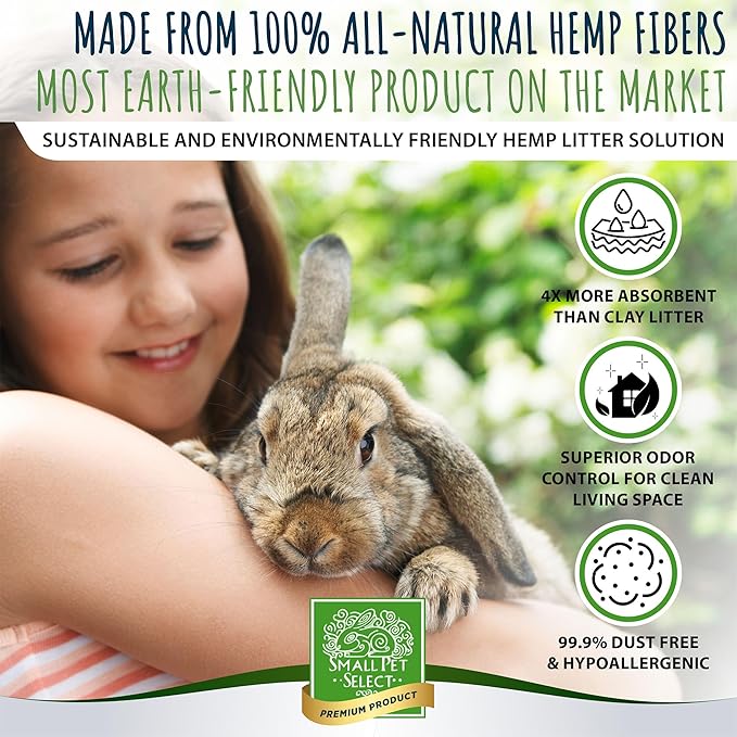 Small Pet Select - Hemp Pelleted Bedding, Non-Clumping, Biodegradable Animal Bedding, Eco Friendly Odor Control for a Rabbits, Hamsters, Guinea Pigs, and Other Small Pets, 20 lb