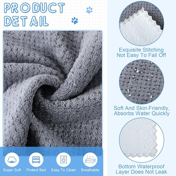 10 Pcs Guinea Pig Cage Liners Washable Rat Bedding for Guinea Pigs Controlling Absorbent Waterproof Pee Pads Blanket for Rabbits Hamster Small Animals Chinchilla(12 x 12 Inch,Gray)