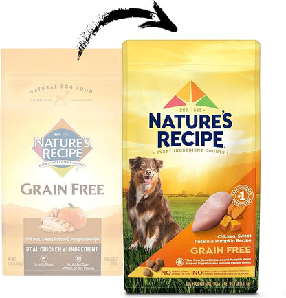 Nature′s Recipe Grain Free Chicken, Sweet Potato & Pumpkin Recipe Dry Dog Food, 4 lb. Bag