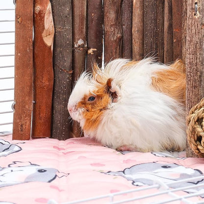 Guinea Pig Cage Liners Waterproof Guinea Pig Pee Pads, Digital Print Washable Reusable & Anti Slip Guinea Pig Bedding Fast and Super Absorb Water for Small Animals Rabbit Hamster Rat