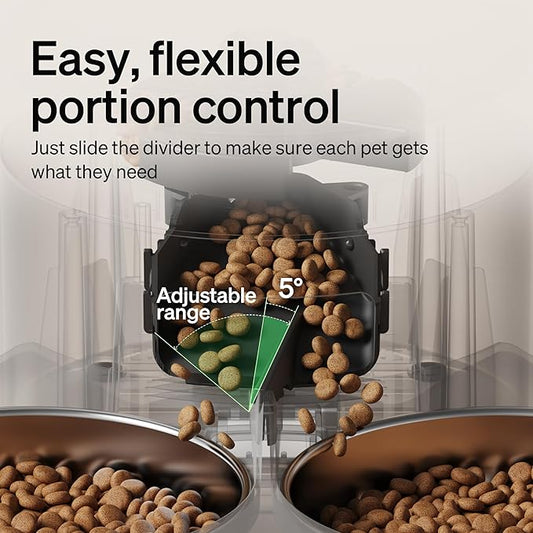 PETLIBRO 5L Automatic Cat Feeder for 2 Cats, 5G&2.4G Wi-Fi Programmable Cat Food Dispenser with Dual Stainless Steel Bowls, Airtight Lock Fresh Technology, Low Food Sensor