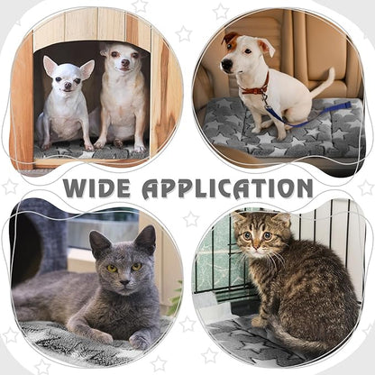 Haull 4 Pcs Waterproof Guinea Pig Bedding Winter Guinea Pig Bed Plush Cage Liners Soft Dog Cat Mat Reversible Winter Cozy Animal Pee Pad Hamster Bed Mat for Bunny(Black White Star,13 x 18.5 Inch)