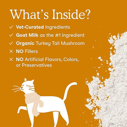 Fera Pets Immune Goat Milk for Dogs & Cats with Colostrum, Organic Turkey Tail Mushroom, & Probiotics - Improves Immune Response - for Picky Eaters - Powder - 60 TSP