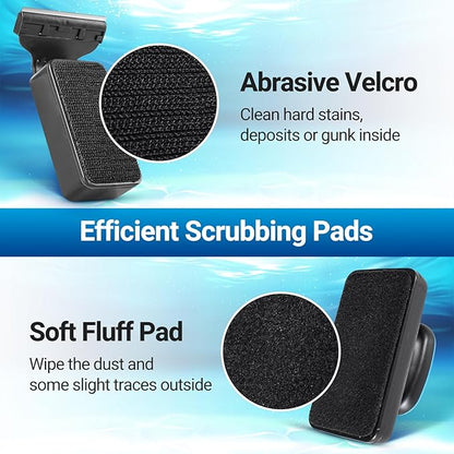 Aquarium Magnet Glass Cleaner, Magnetic Fish Tank Cleaner with Algae Scraper, Double Sided Cleaning Scrubber Brush with Handle, Titanium Blade, Self-Floating, Fit Max 1/4" Thick Glass, Medium