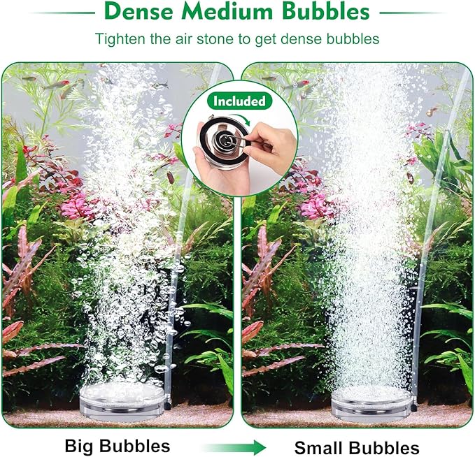hygger Air Stones for Aquariums, Transparent Acrylic Fish Tank Bubbler Kit with Air Tube, Ultra Silent Bubble Stone Super-High Dissolved Oxygen Diffuser for Aquarium Fish Tank and Hydroponic