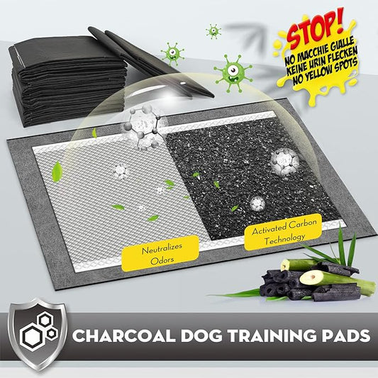 CROCI 36"x36" 3XL Activated Carbon Pee Pads for Dogs, Odor-Control Charcoal Dog Pads Absorbs Up to 11 Cups of Liquid, 6-Layer Thicker Leak-Proof & Quick Dry Dog Training Pads, Disposable (25 Counts)