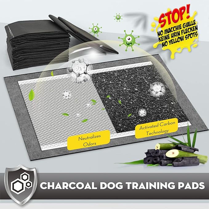 CROCI 28"x44" 4XL Activated Carbon Pee Pads for Dogs, Odor-Control Charcoal Dog Pads Absorbs Up to 12 Cups of Liquid, 6-Layer Thicker Leak-Proof & Quick Dry Dog Training Pads, Disposable (25 Counts)