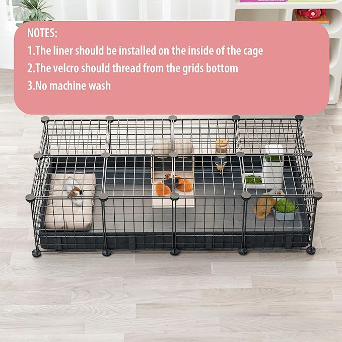 Small Animal Playpen with Waterproof Mat,Guinea Pig Cages,48"*24.6"*12.2"C&C Cage for Hamster,Rabbit,Hedgehog,Chinchilla,Ferret,Indoor Outdoor Portable Metal Wire Yard Fence,Metal Pet Panels-20pcs