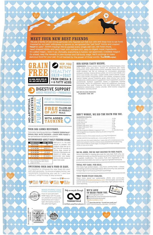 I and love and you Naked Essentials Dry Dog Food - Chicken + Duck - High Protein, Real Meat, No Fillers, Prebiotics + Probiotics, 23lb Bag