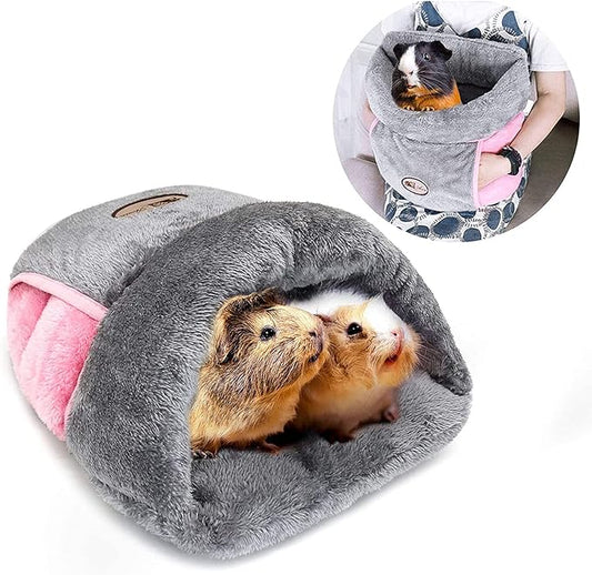 YUEPET Guinea Pig Bed Cuddle Cave Warm Fleece Cozy House Bedding Sleeping Cushion Cage Nest for Small Animal Squirrel Chinchilla Rabbit Hedgehog Cage Accessories (Grey)