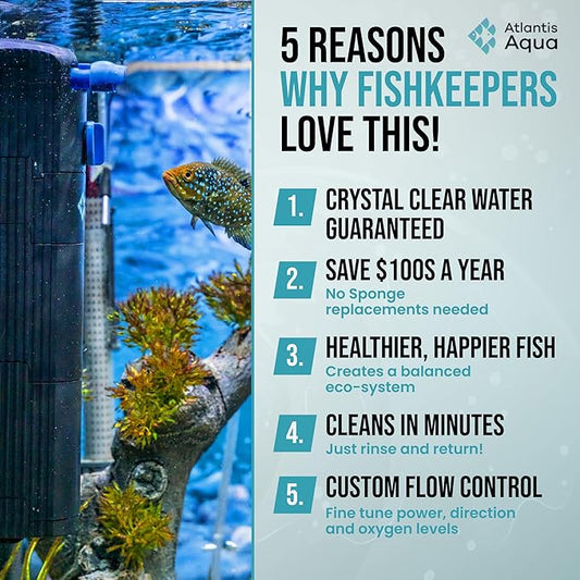 20 Gallon Fish Tank Filter up to 55 Gallons | Quiet Fish Tank Filter | Crystal Clear Water | Turtle Tank Filter | Submersible Aquarium Filter, Filter for Fish Tank, 50 Gallon Fish Tank Filter
