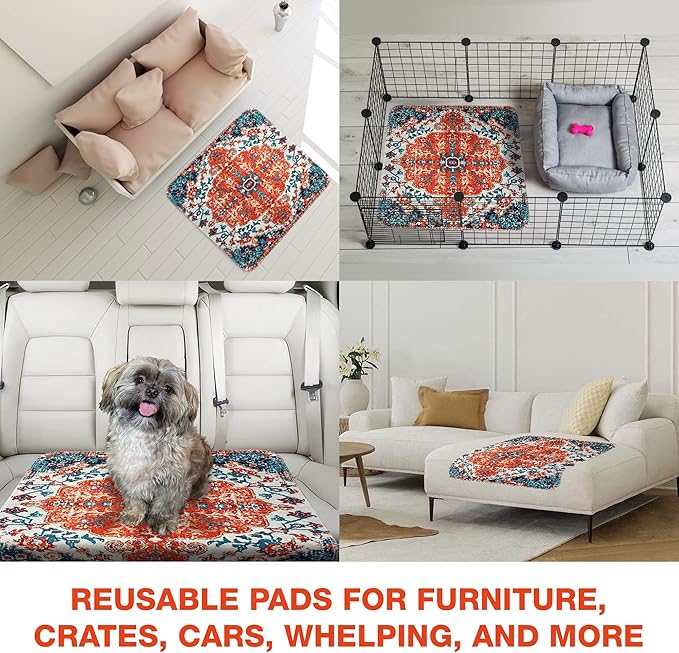 Washable Pee Pads for Dogs - Super Absorbent Reusable Puppy Training Pads - 100% Waterproof, Leak-Proof & Non-Slip Whelping Pads for Pet Housebreaking