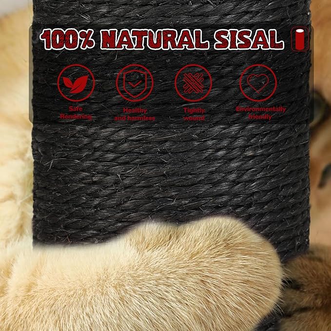 Halloween Cat Scratching Post,45'' Tall Gothic Cat Scratcher Activity Cat Play Center Tree Tower Furniture with Interactive Wood Ball Toy for Indoor Large Cat Adults