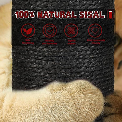 Halloween Cat Scratching Post,45'' Tall Gothic Cat Scratcher Activity Cat Play Center Tree Tower Furniture with Interactive Wood Ball Toy for Indoor Large Cat Adults