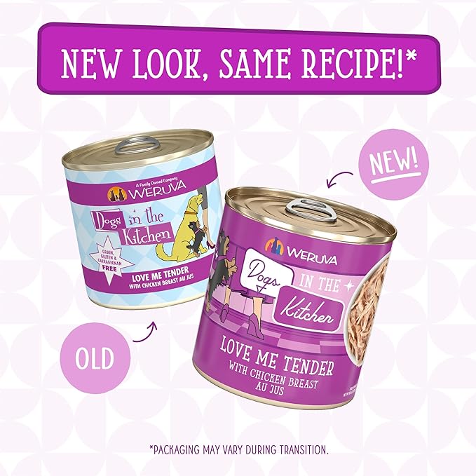 Weruva Dogs in The Kitchen, Love Me Tender with Chicken Breast Au Jus Dog Food, 10oz Can (Pack of 12)