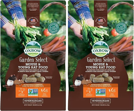 Oxbow Animal Health Garden Select Mouse and Young Rat Food, Garden-Inspired Recipe for Young Rats and Mice of All Ages, Non-GMO, Made in The USA, 2 Pound Bag (Pack of 2)