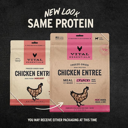 Vital Essentials Freeze-Dried Raw Chicken Meal or Mixer Dog Food Crunchy Mini Nibs, 25 oz