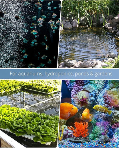 Pawfly 254 GPH Aquarium Air Pump Adjustable Quiet Oxygen Aerator Pump with Multi-Port Air Flow Control Lever Valve Splitter and Airline Tubing for Fish Tanks Ponds and DWC Systems Up to 300 Gallons