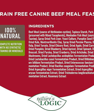 Nature's Logic Grain-Free Dry Dog Food - All-Natural, High Protein, No Synthetic Vitamins/Minerals - Gluten Free - Supports Healthy Digestion - All Breeds & Ages - Beef Meal Feast, 25lbs