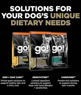 Go! Solutions Sensitivities Limited Ingredients, Grain-Free Dry Dog Food, Duck Recipe for Sensitive Stomach, 12 lb Bag