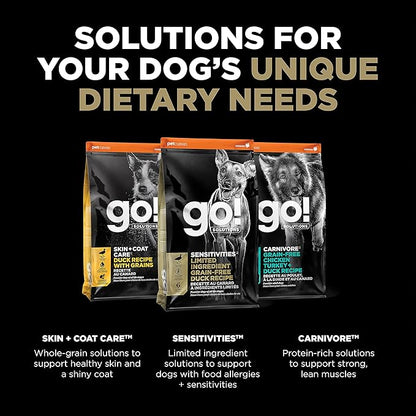 Go! Solutions Sensitivities Limited Ingredients, Grain-Free Dry Dog Food, Duck Recipe for Sensitive Stomach, 12 lb Bag
