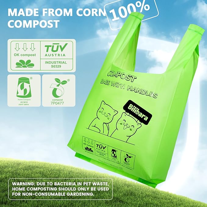 Biodegradable Poop Bags for Cat - 110 Count, Durable Cat Litter Bags for Poop with Handles, Scented Poop Bags for Litter Box, Leakproof Cat Waste Bags