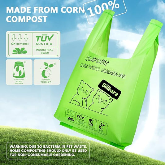 Biodegradable Poop Bags for Cat - 110 Count, Durable Cat Litter Bags for Poop with Handles, Scented Poop Bags for Litter Box, Leakproof Cat Waste Bags