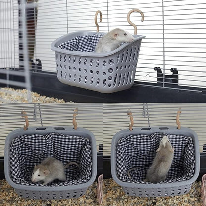 JWShang Rat Hammock for Cage, Chew Proof Hanging Basket Bed with Sturdy Hooks, Pet Cage Accessories, Safe Cozy Small Animal Rodent Hammock for Sugar Glider Mice Snuggling Sleeping