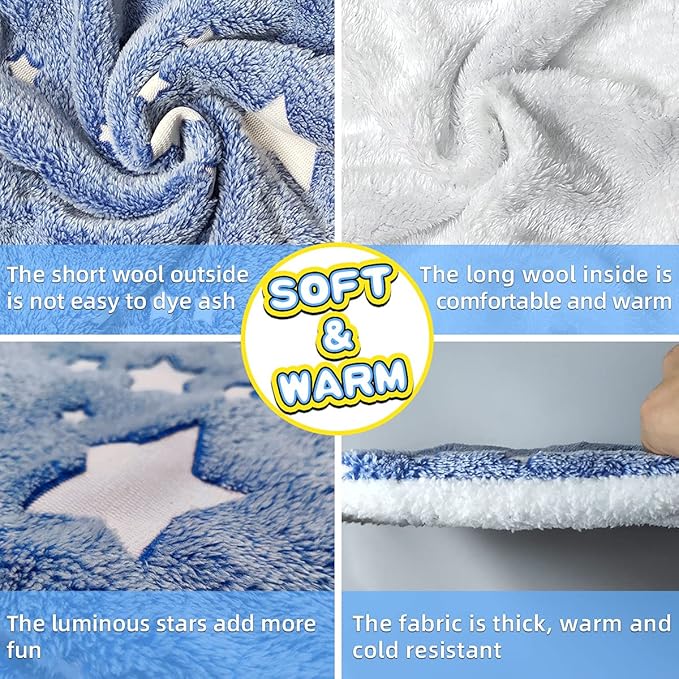 LEFTSTARER Noctilucent Luminous Guinea Pig Rat Hammock Hanging Triple-Layer Hammock Bedding for Ferret Hedgehog Squirrel Hideout Cage Accessories (Cloud & Stars)