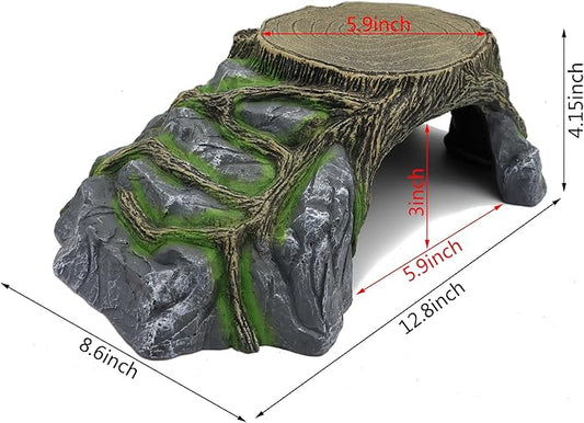 Extra Large Resin Reptile Hideouts Cave Habitat Decor for Reptiles, Amphibians, Fish Tanks and Gecko, Leopard