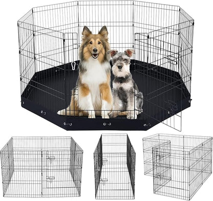 VEVOR Dog Playpen, 8 Pcs 30"H x 24"W Panels Foldable Metal Pet Exercise Pen, Dog Fence Indoor and Outdoor Pen with Door, 600D Oxford Fabric Bottom Pad, Pet Playpen for Dogs, Cats, Other Small Animals