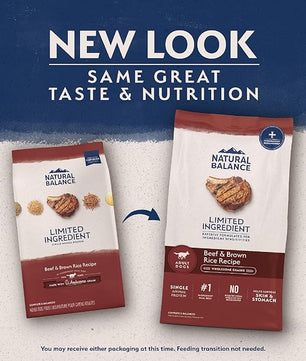 Natural Balance Limited Ingredient Adult Dry Dog Food with Healthy Grains, Beef & Brown Rice Recipe, 4 Pound (Pack of 1)