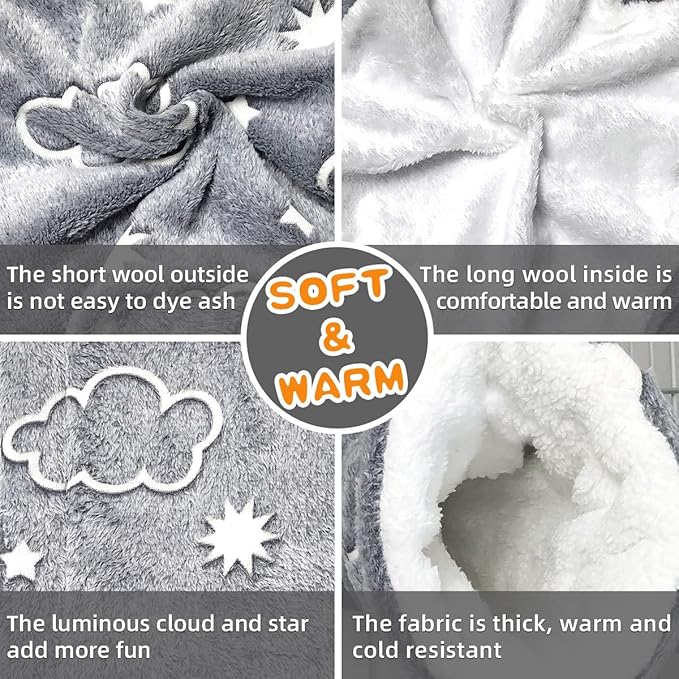 LEFTSTARER Noctilucent Luminous Guinea Pig Rat Hammock Bunkbed Hanging Tunnel and Soft Bed Mat for Ferret Hedgehog Squirrel Hideout Cage Accessories (3.Bunkbed Hammock and Mat)