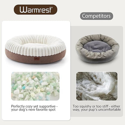 Calming Donut Dog Bed - 36" Round Washable Large Size Pet Bed for Dogs and Cats, Anti-Slip Corduroy Fleece Cat Bed, Anti-Anxiety Cushion with Anti-Slip Bottom