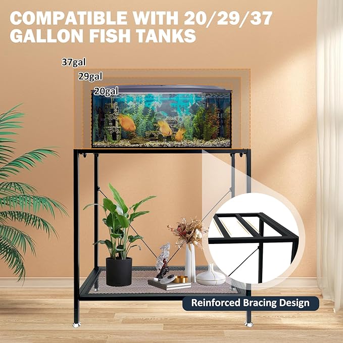 Fish Tank Stand: The Perfect 29 Gallon Metal Aquarium Stand Measuring 32.7" W x 13" D x 32.3" H to Fit Your Aquatic Display Needs.