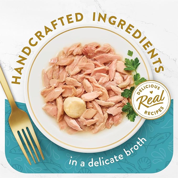 Purina Fancy Feast Appetizers Lickable Grain Free Wet Cat Food Topper Light Meat Tuna Appetizer with Scallop - (Pack of 10) 1.1 oz. Trays