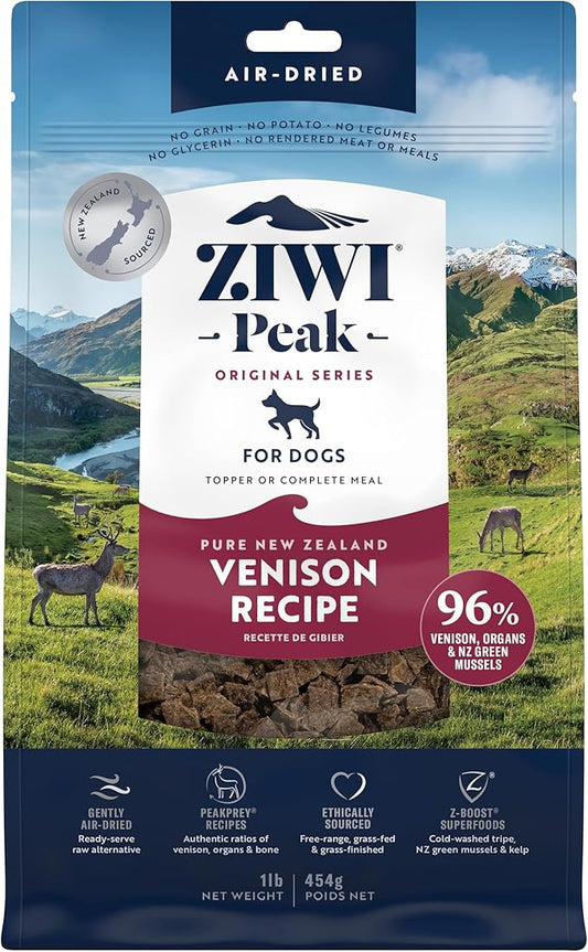 ZIWI Peak Air-Dried Dog Food – Venison - All Natural, High Protein, Grain Free, Limited Ingredient w/ Superfoods (16oz)