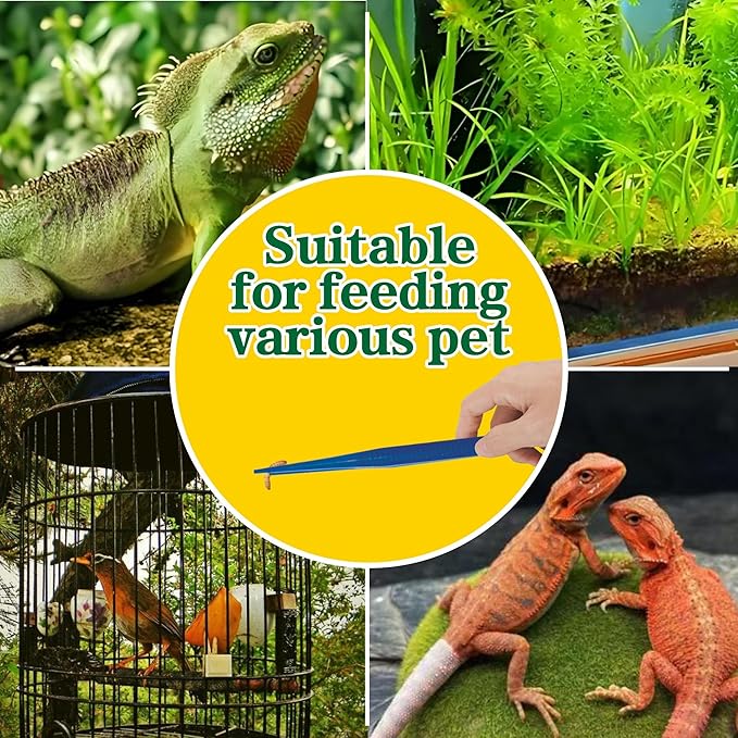 4-Pack Reptile Feeding Tongs Set - Hygienic Anti-Slip Blue Tweezers for Bearded Dragons, Lizards, Snakes, Aquariums & Small Animals（Three colors to choose from, 18cm）