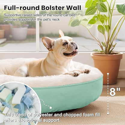 Love's cabin Round Donut Cat and Dog Cushion Bed, 30in Pet Bed for Medium or Large Dogs, Anti-Slip & Water-Resistant Bottom, Soft Durable Fabric Pet beds, Washable Calming Cat & Dog Bed Teal