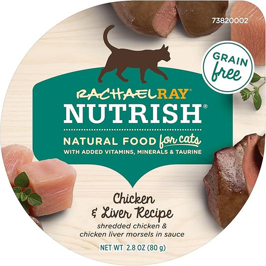 Nutrish Rachael Ray Grain Free Wet Cat Food, Chicken & Liver Recipe, 2.8 oz. Cup, 24 Count