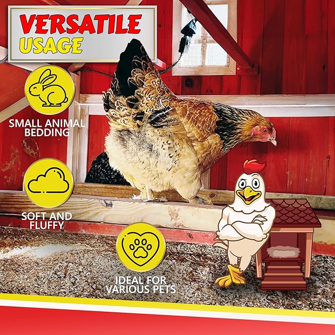 Hemp Bedding for Chicken Coop, Small Animal Litter for Guinea Pig, Hamster, Bunny Rabbit, Snake, Ferret, Tortoise, Rat and More - Pine Wood Shavings Alternative for Chickens and Poultry (5cuft)