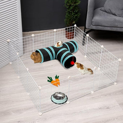 Rypet Guinea Pig Tunnel, 3 Way Collapsible Rabbit Tunnel, Small Pet Tunnels and Tubes with Interactive Ball for Rabbit Ferret Hamster Chinchilla Hedgehog Hiding and Resting