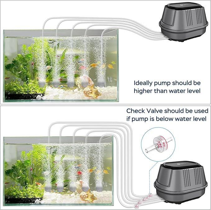 AquaMiracle Aquarium Air Pump Super Quiet Fish Tank Air Pump, Aquarium Bubbler Hydroponics Air Pump Oxygen Pump Pond Aerator