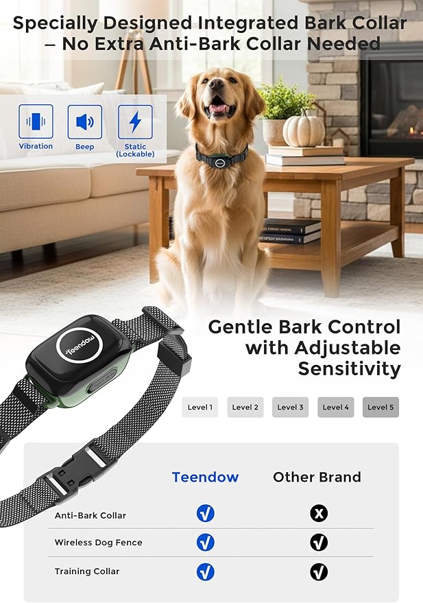 T800 Pro Wireless Dog Fence for 2 Dogs Zero Delay Response Electric Fence for 2 Dogs, Perimeter Pet Collar with Training & Bark Control, Safety-Lock HD Display Rechargeable Waterproof Portable