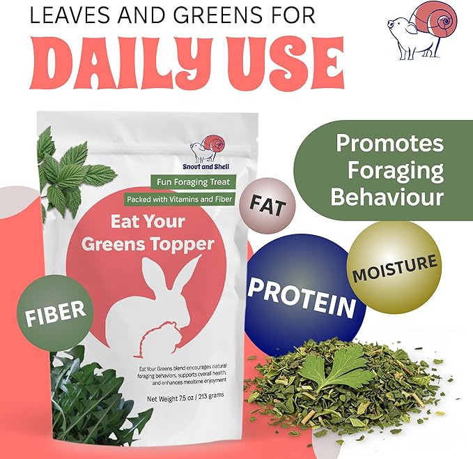 Snout and Shell 7 oz Eat Your Greens Topper – Natural Foraging Treat for Rabbits, Guinea Pigs & Chinchillas