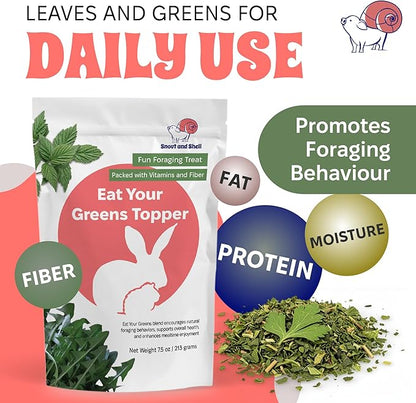 Snout and Shell 7 oz Eat Your Greens Topper – Natural Foraging Treat for Rabbits, Guinea Pigs & Chinchillas