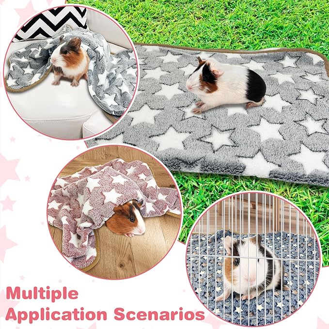 PINVNBY 12 PCS Guinea Pig Blanket Washable Fleece Blanket for Guinea Pigs Reusable Small Animal Cage Sleep Mat Bedding Pad for Hamster Bunny Ferret Chinchilla Hedgehog (24 x 16 Inch)