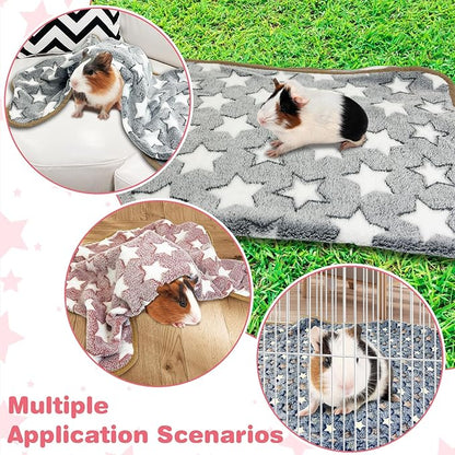 PINVNBY 12 PCS Guinea Pig Blanket Washable Fleece Blanket for Guinea Pigs Reusable Small Animal Cage Sleep Mat Bedding Pad for Hamster Bunny Ferret Chinchilla Hedgehog (24 x 16 Inch)